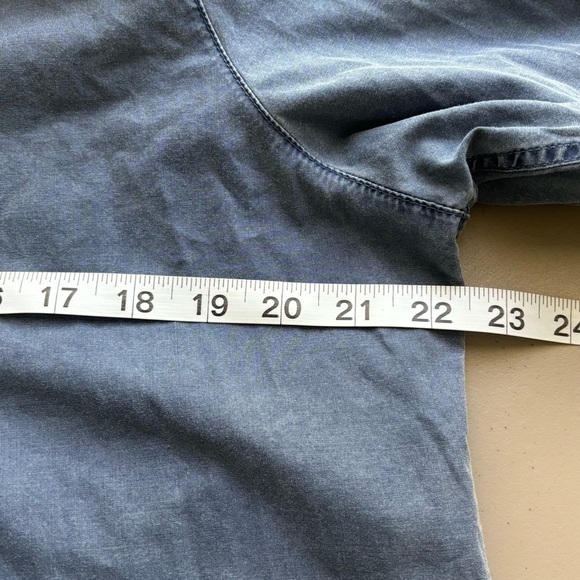 Garnet Hill chambray collared V Neck popover top / tunic  100% Cotton Large - Picture 5 of 8